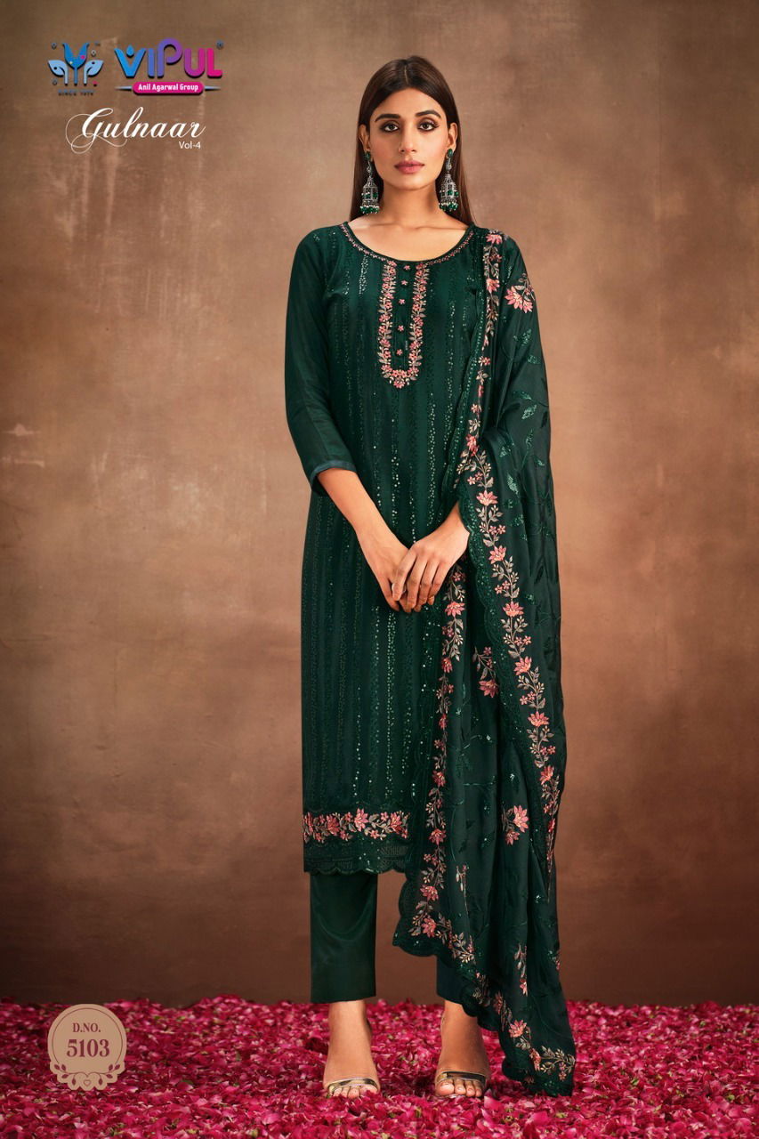 Gulnaar Vol 4 By Vipul Embroidery Designer Salwar Suits Catalog
